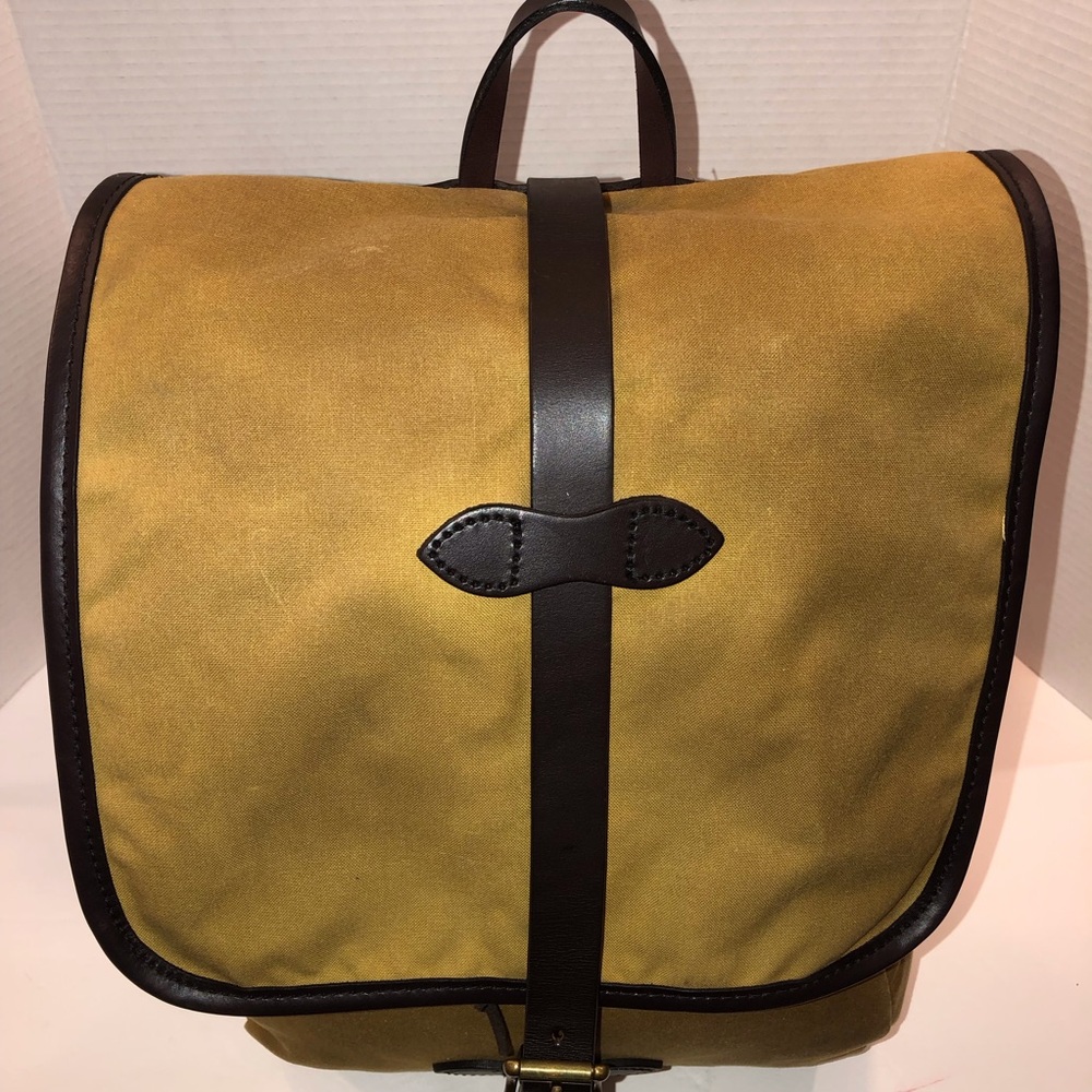Filson Tan Tin Cloth Rugged Field Backpack Purse Bag - Picture 2 of 14